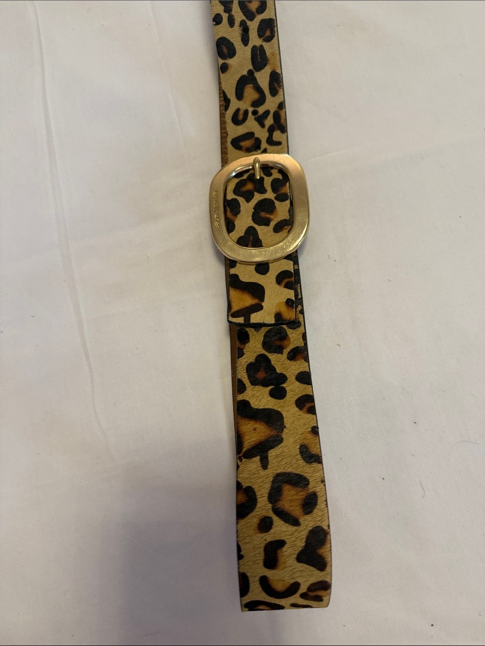 Michael Kors Leopard-Print Belt with Gold Buckle size M